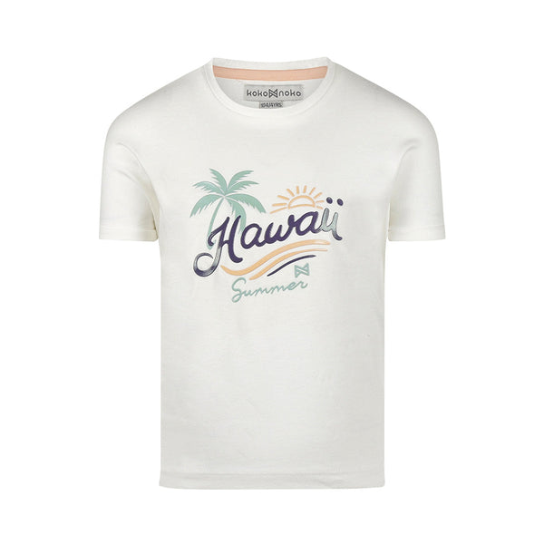 Meisjes T-shirt ss loose fit van Koko Noko in de kleur  Off white in maat 128.