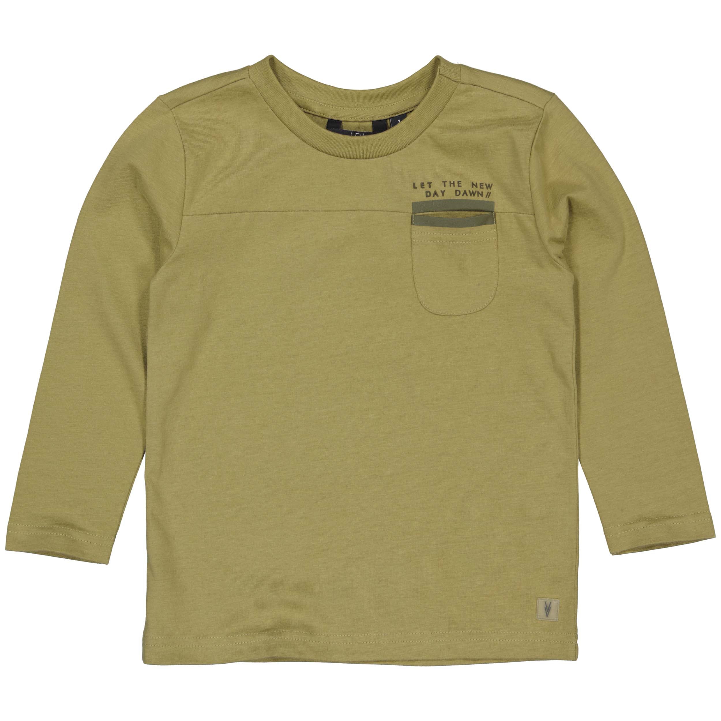 Jongens Shirt PABLOLW241 van Little Levv in de kleur Olive in maat 128.