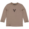 Jongens Shirt PACOLW241 van Little Levv in de kleur Dark Taupe in maat 128.
