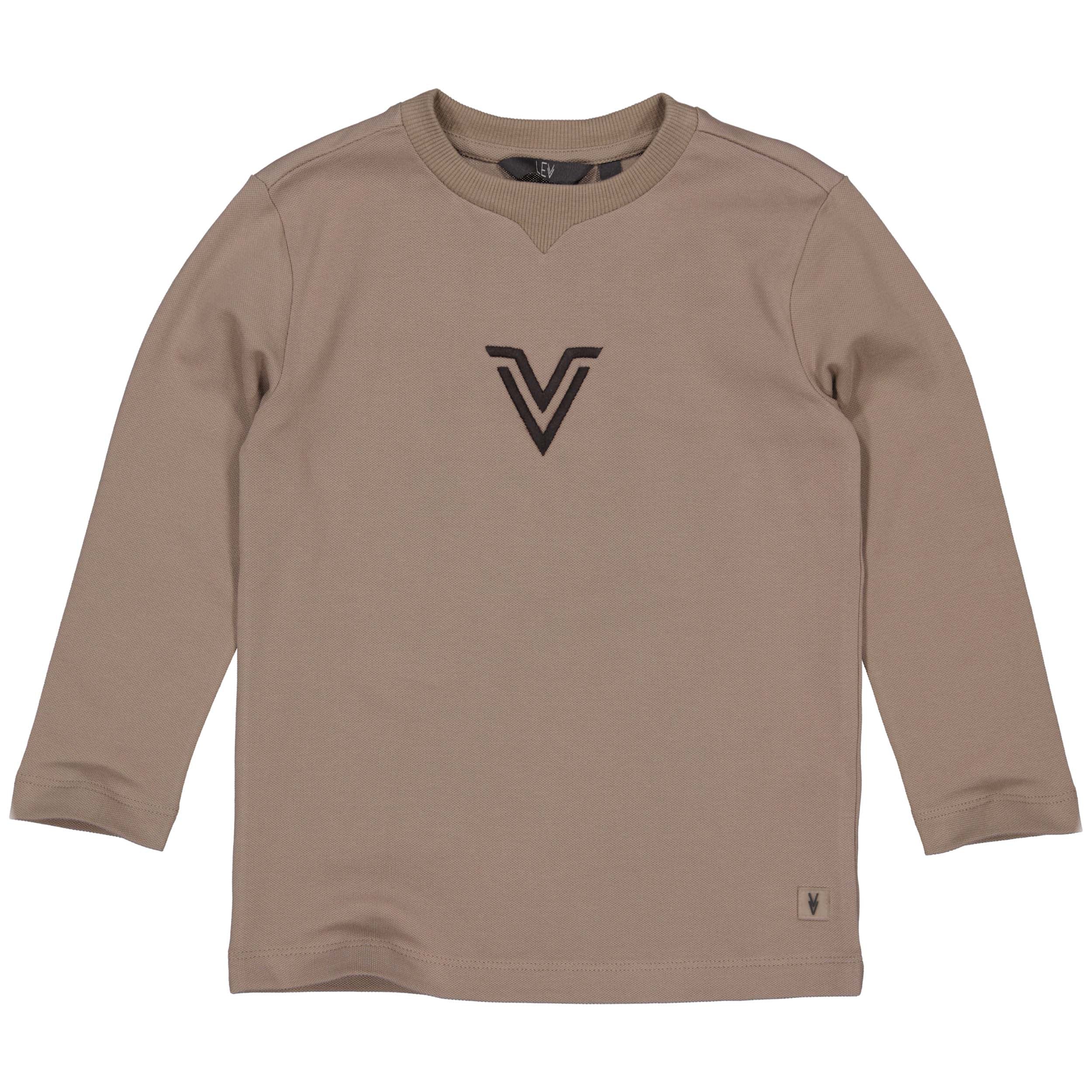 Jongens Shirt PACOLW241 van Little Levv in de kleur Dark Taupe in maat 128.