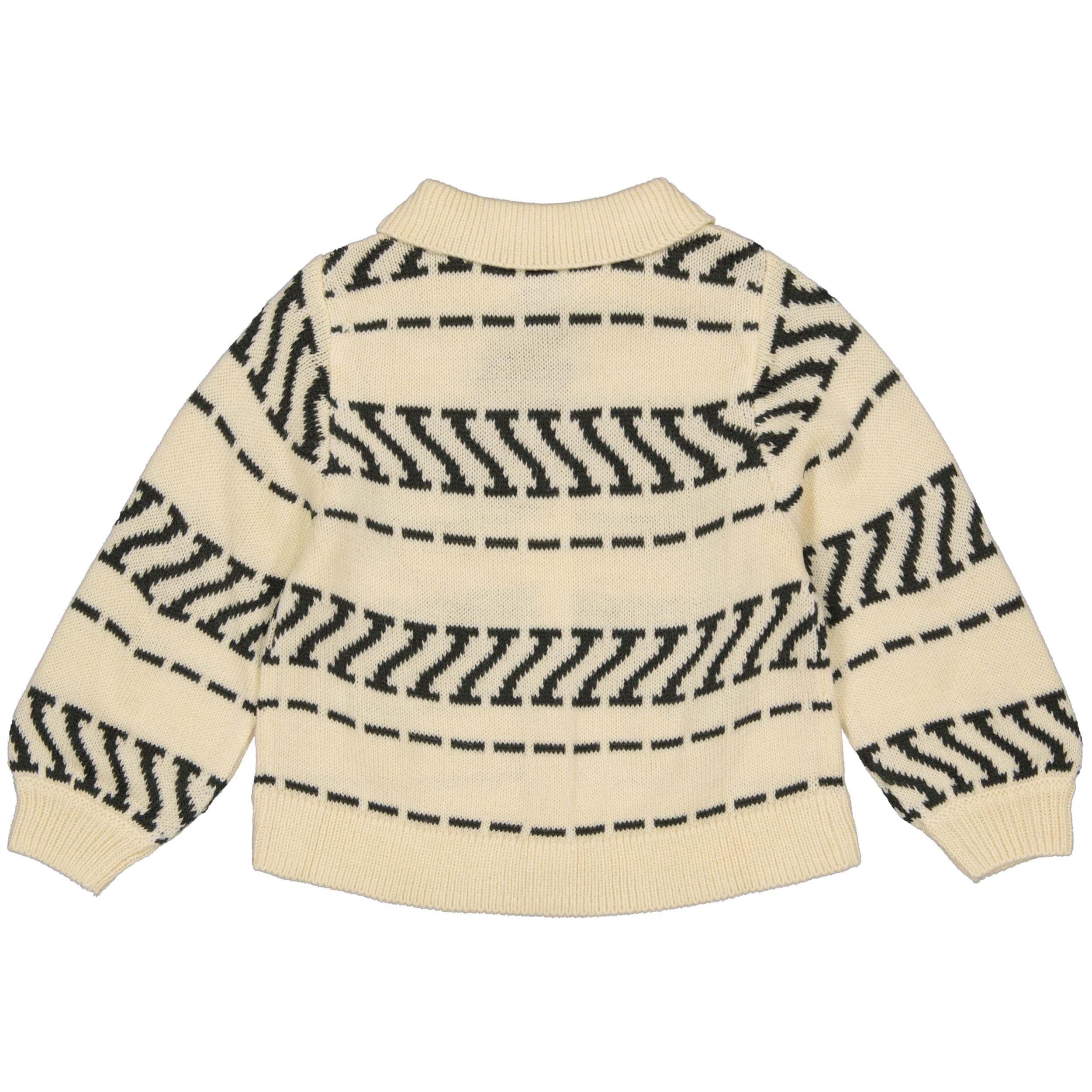 Meisjes Cardigan PAMMELW243 van Little Levv in de kleur AOP Grey Stripe in maat 128.