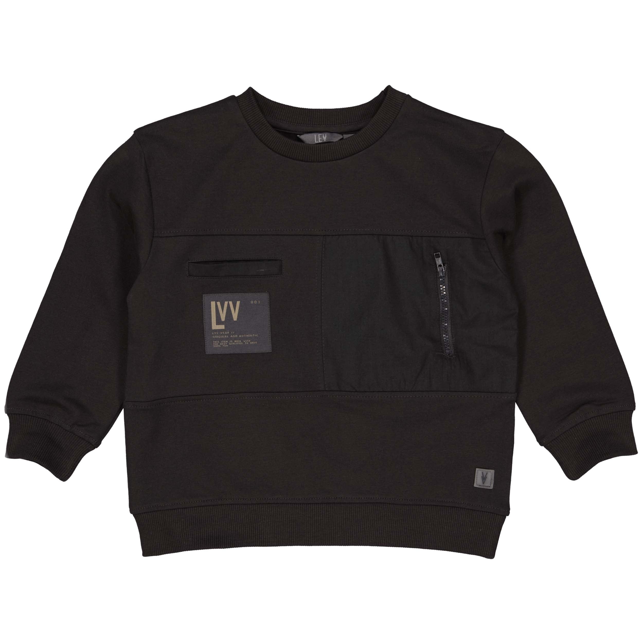 Jongens Sweater PASCOLW242 van Little Levv in de kleur Dark Grey in maat 128.