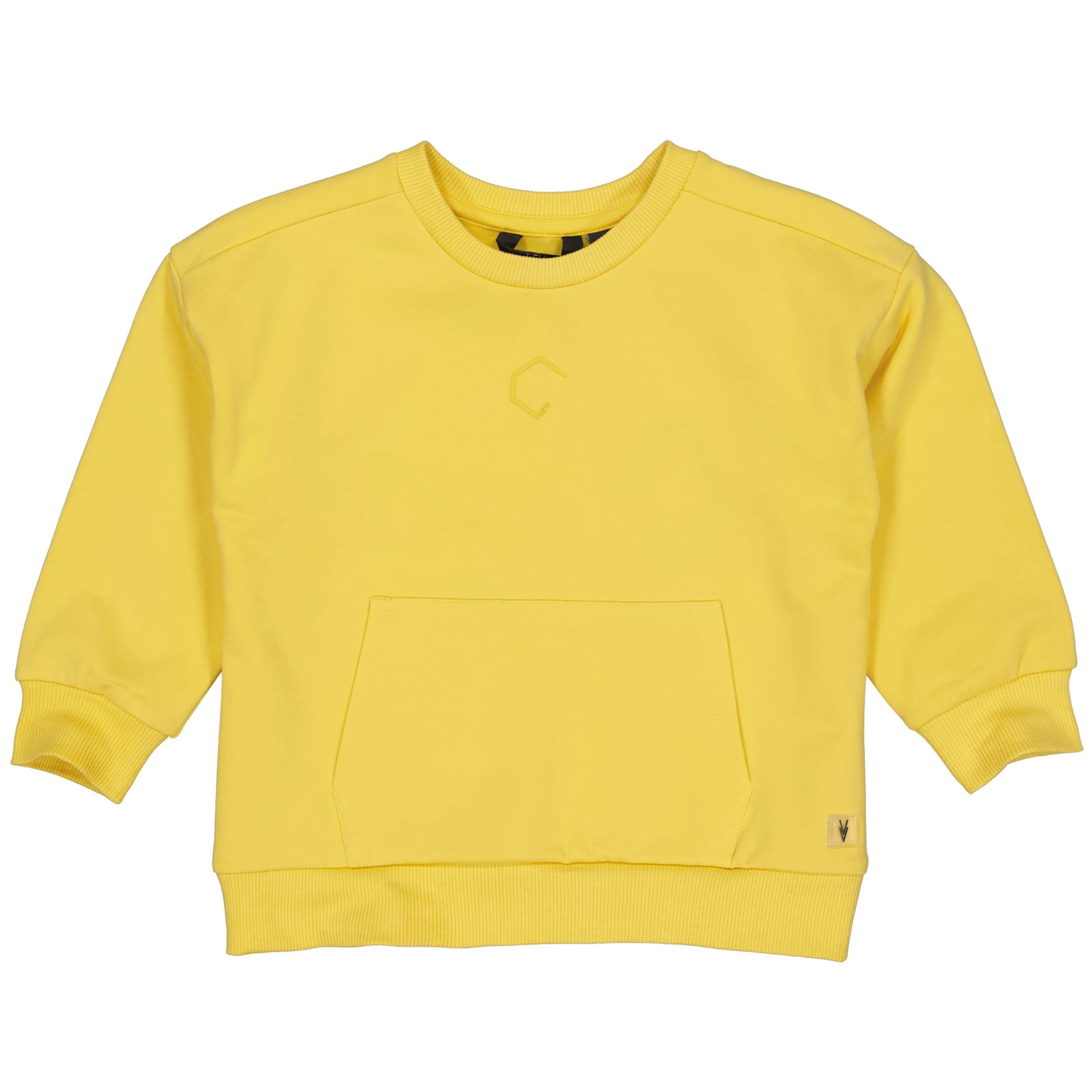 Jongens Sweater PAVOLLW243 van Little Levv in de kleur Soft Yellow in maat 128.