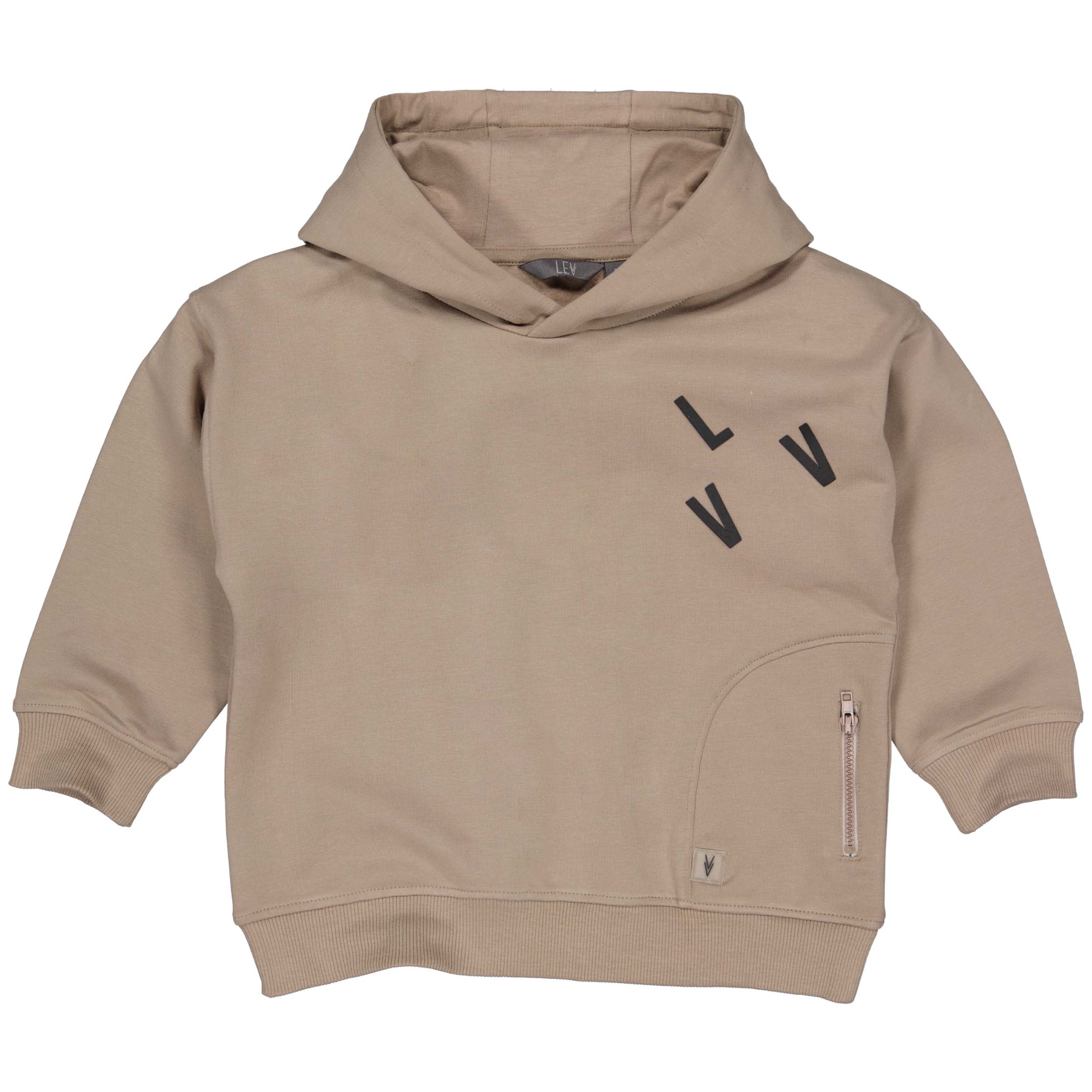 Jongens Sweater PECKLW242 van Little Levv in de kleur Dark Taupe in maat 128.