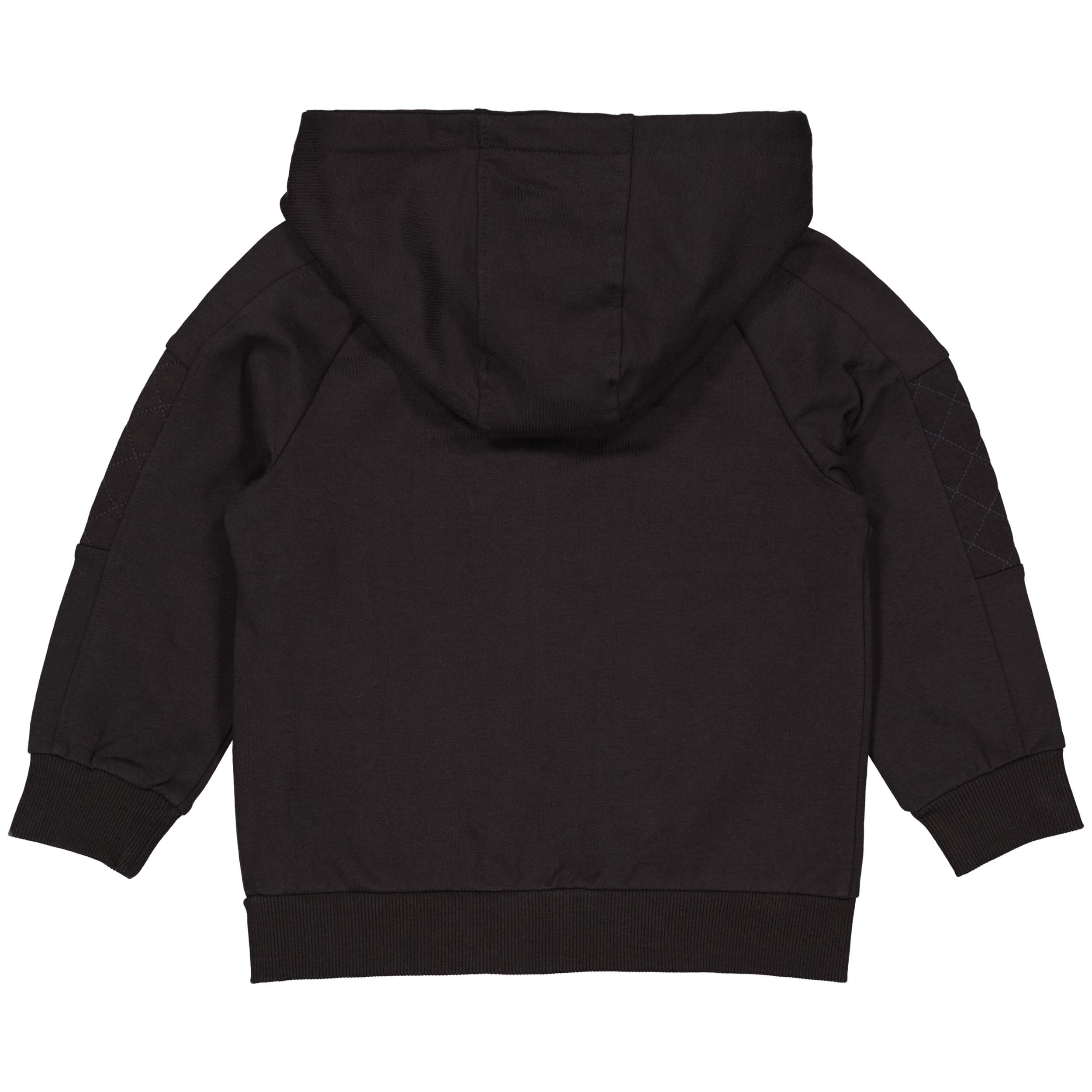 Jongens Hooded zip PEETLW242 van Little Levv in de kleur Dark Grey in maat 128.