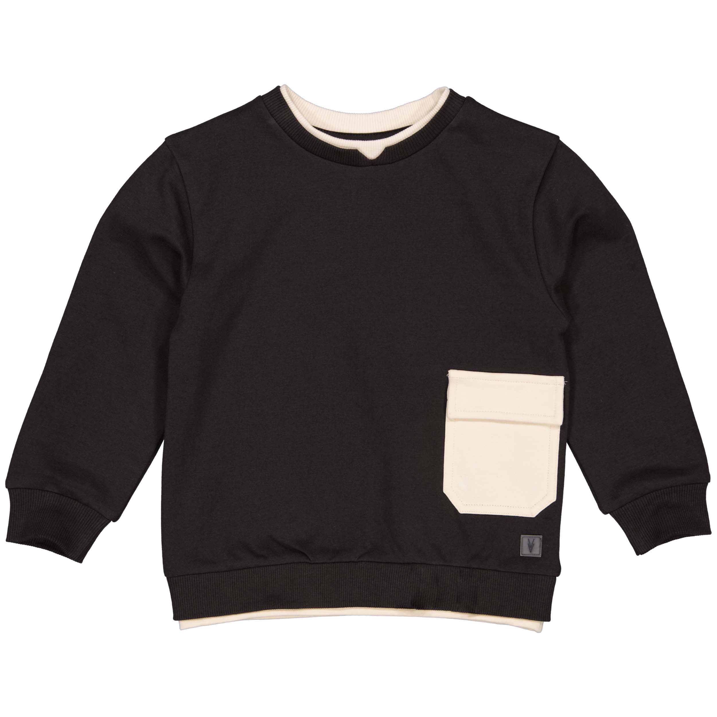 Jongens Sweater PERRYLW243 van Little Levv in de kleur Dark Grey in maat 128.