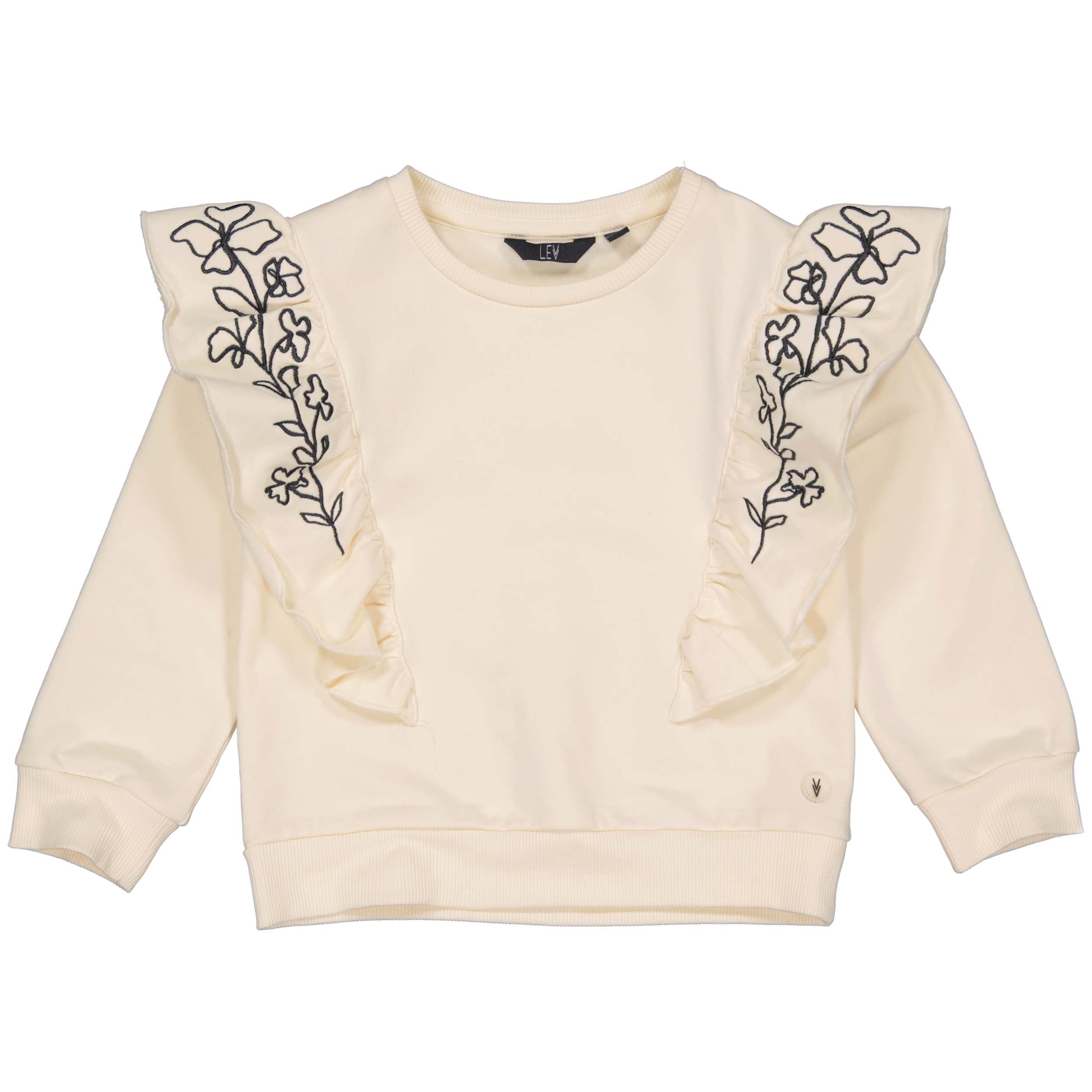 Meisjes Sweater PETIALW243 van Little Levv in de kleur Cream in maat 128.