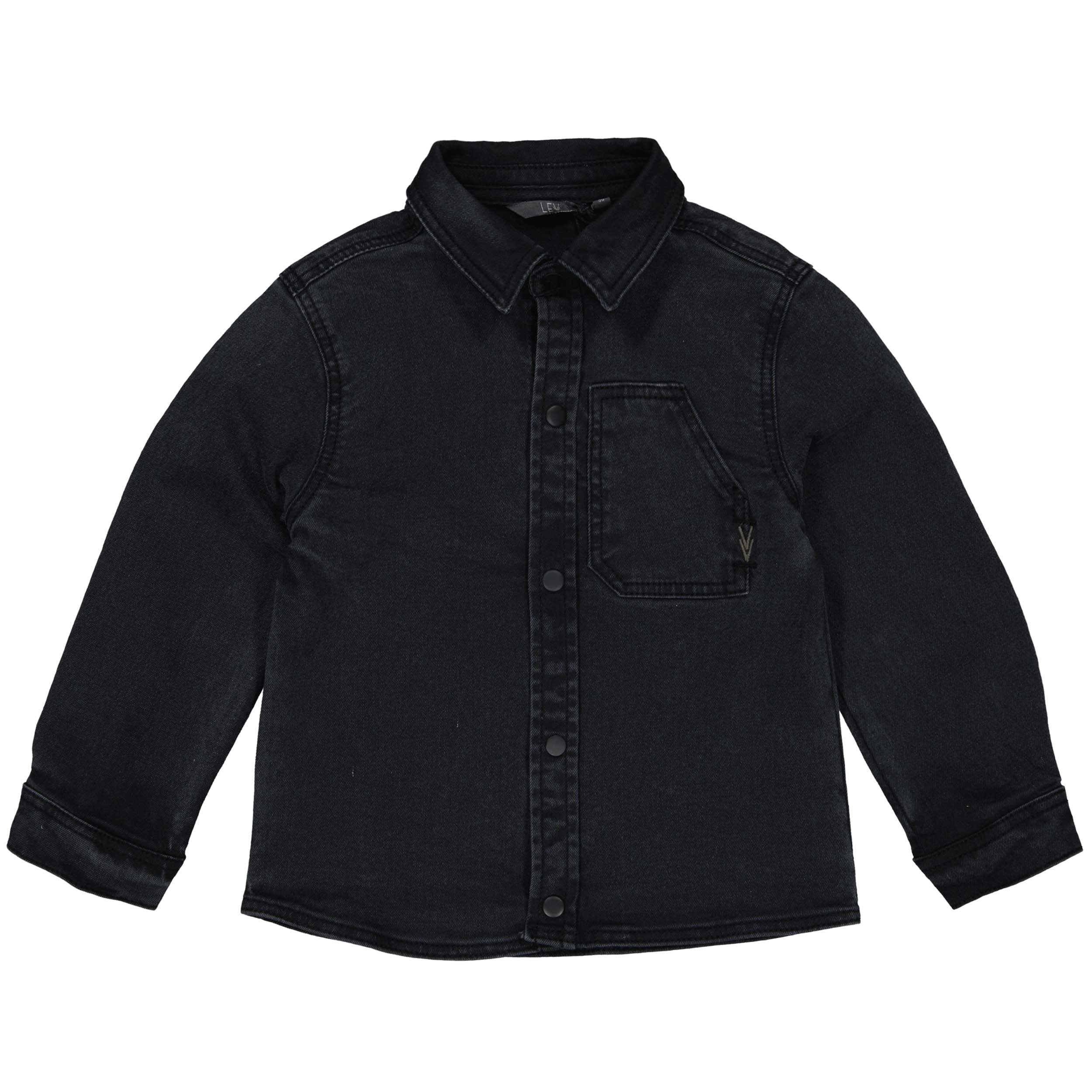 Jongens Shirt PLATOLW242 van Little Levv in de kleur Dark Grey in maat 128.