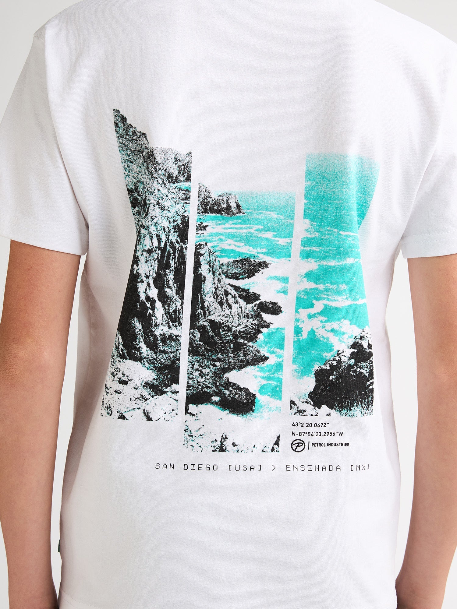 Jongens T-Shirt SS Classic Print van Petrol in de kleur Bright White in maat 176.