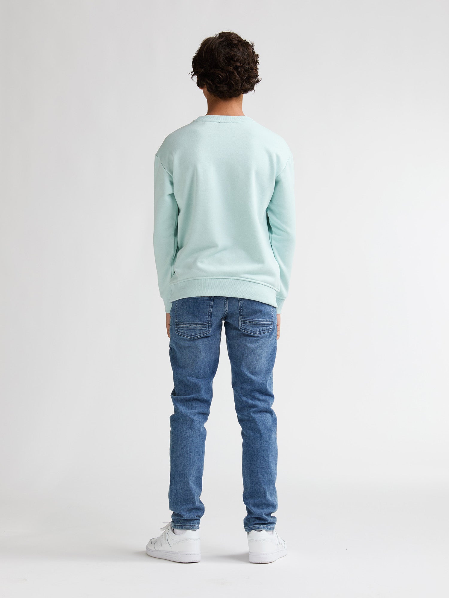 Jongens Sweater Round Neck van Petrol in de kleur Cool Mint in maat 176.