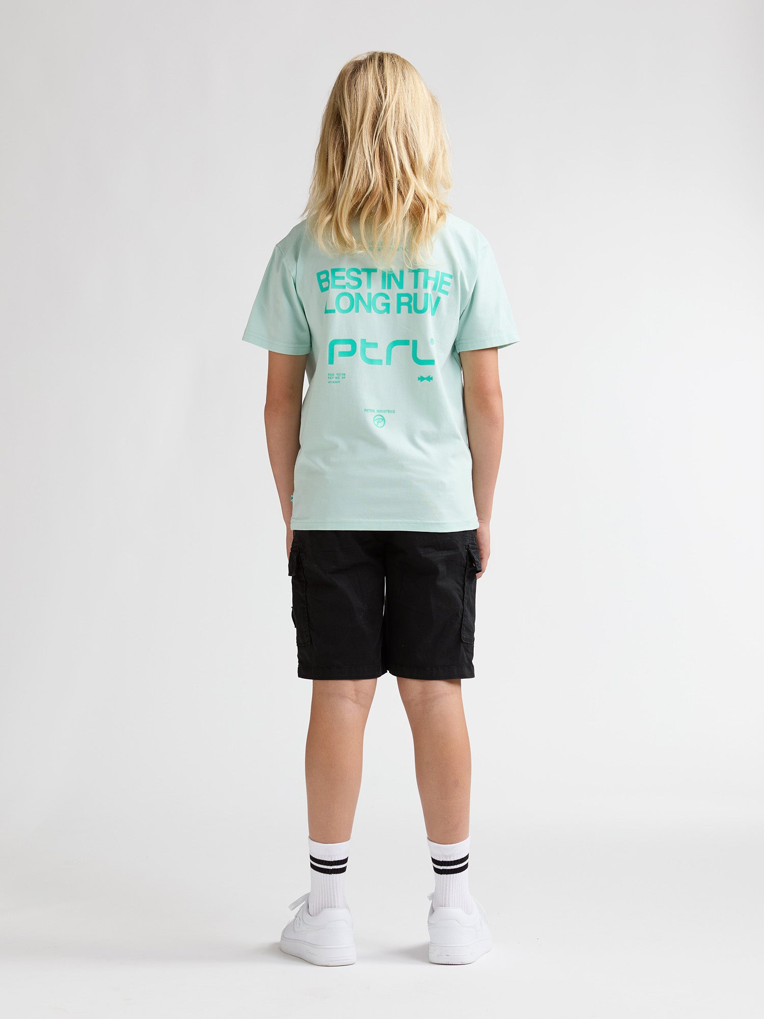 Jongens T-Shirt SS Classic Print van Petrol in de kleur Cool Mint in maat 176.
