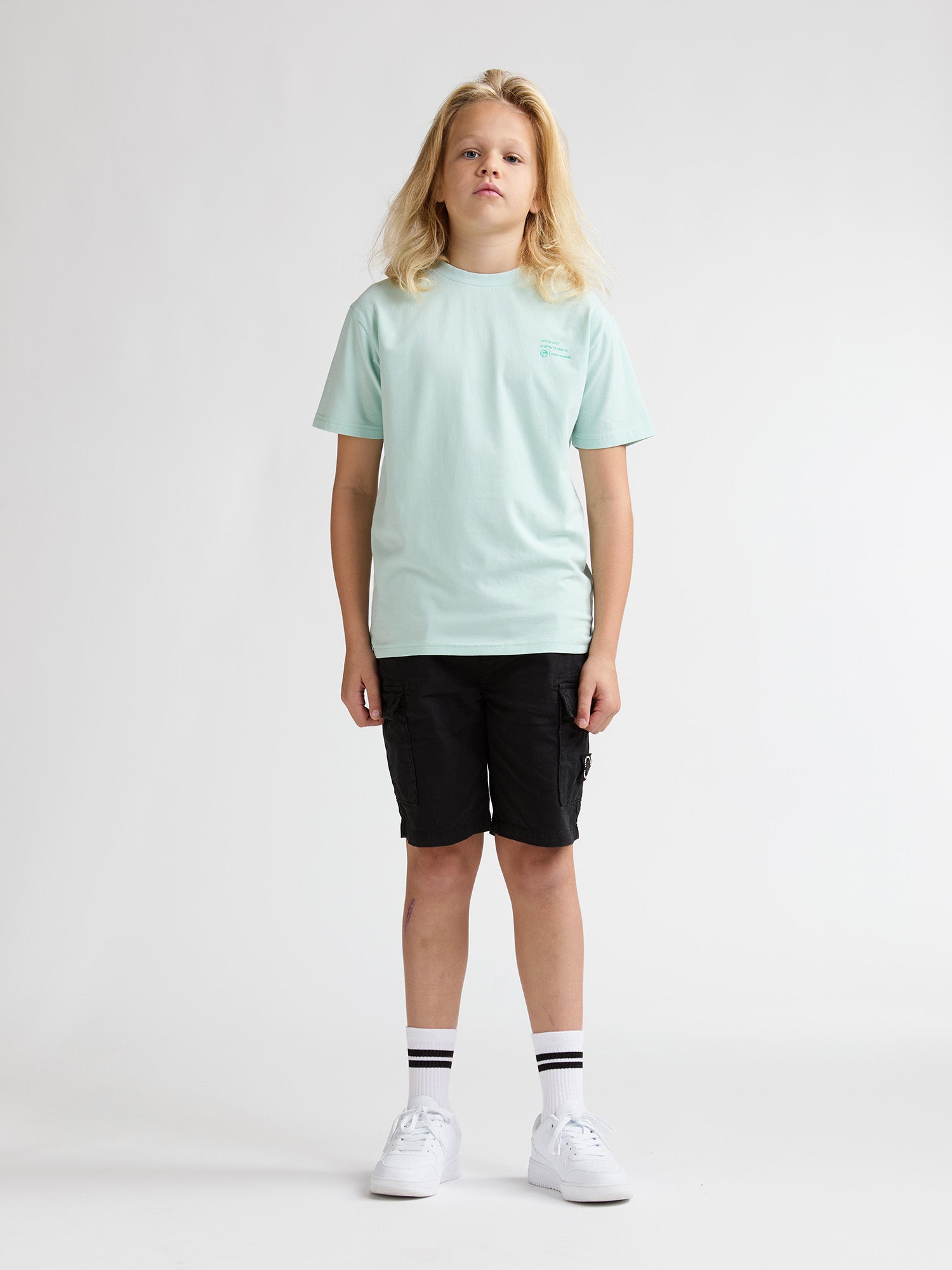 Jongens T-Shirt SS Classic Print van Petrol in de kleur Cool Mint in maat 176.