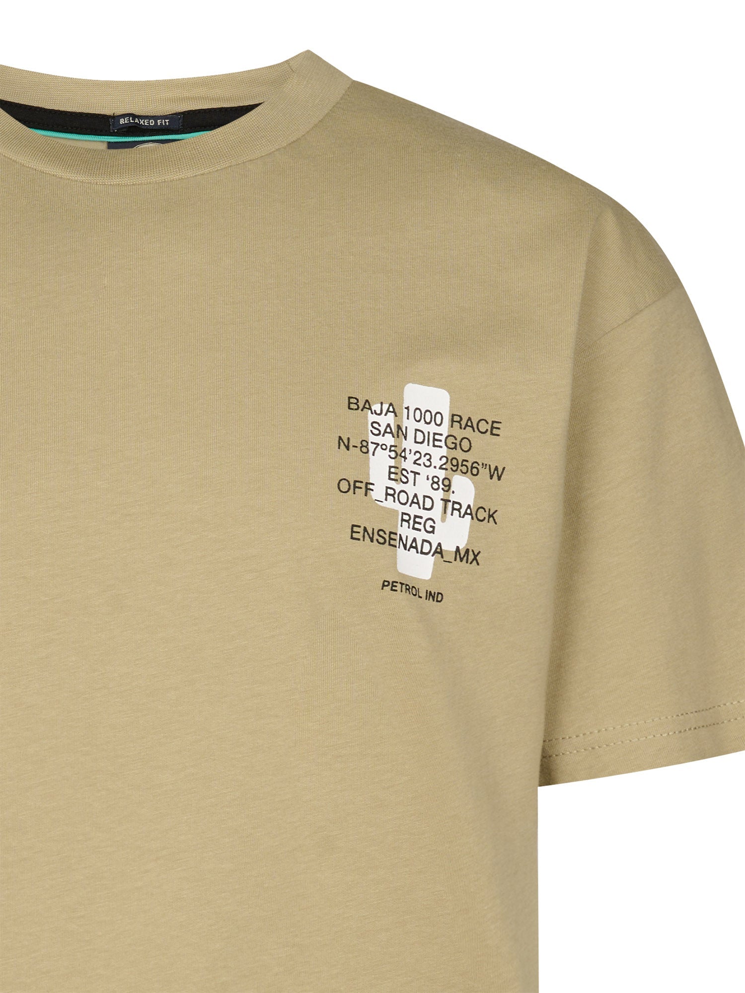 Jongens T-Shirt SS Classic Print van Petrol in de kleur Light Tan in maat 176.