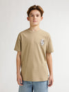 Jongens T-Shirt SS Classic Print van Petrol in de kleur Light Tan in maat 176.