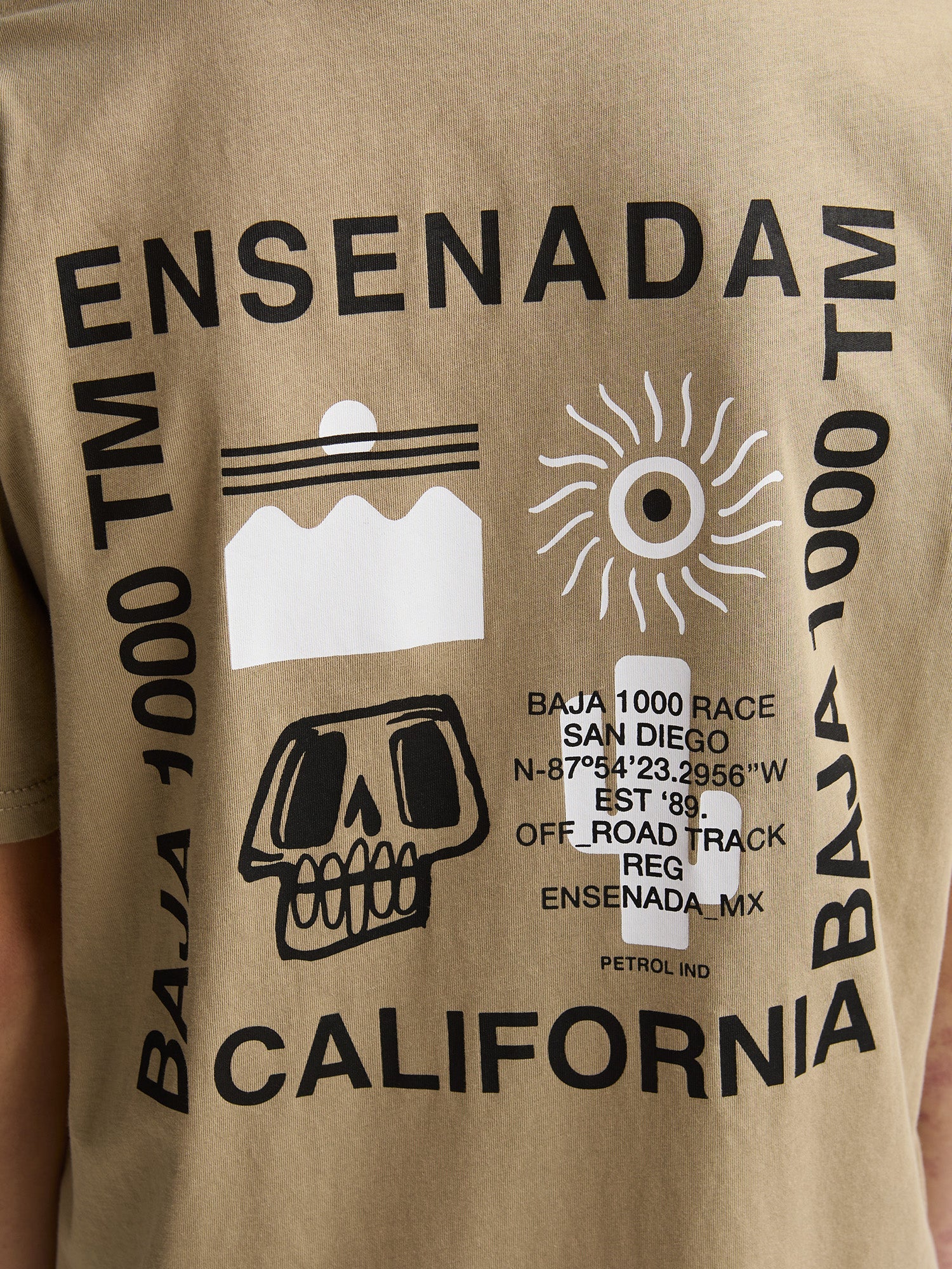 Jongens T-Shirt SS Classic Print van Petrol in de kleur Light Tan in maat 176.