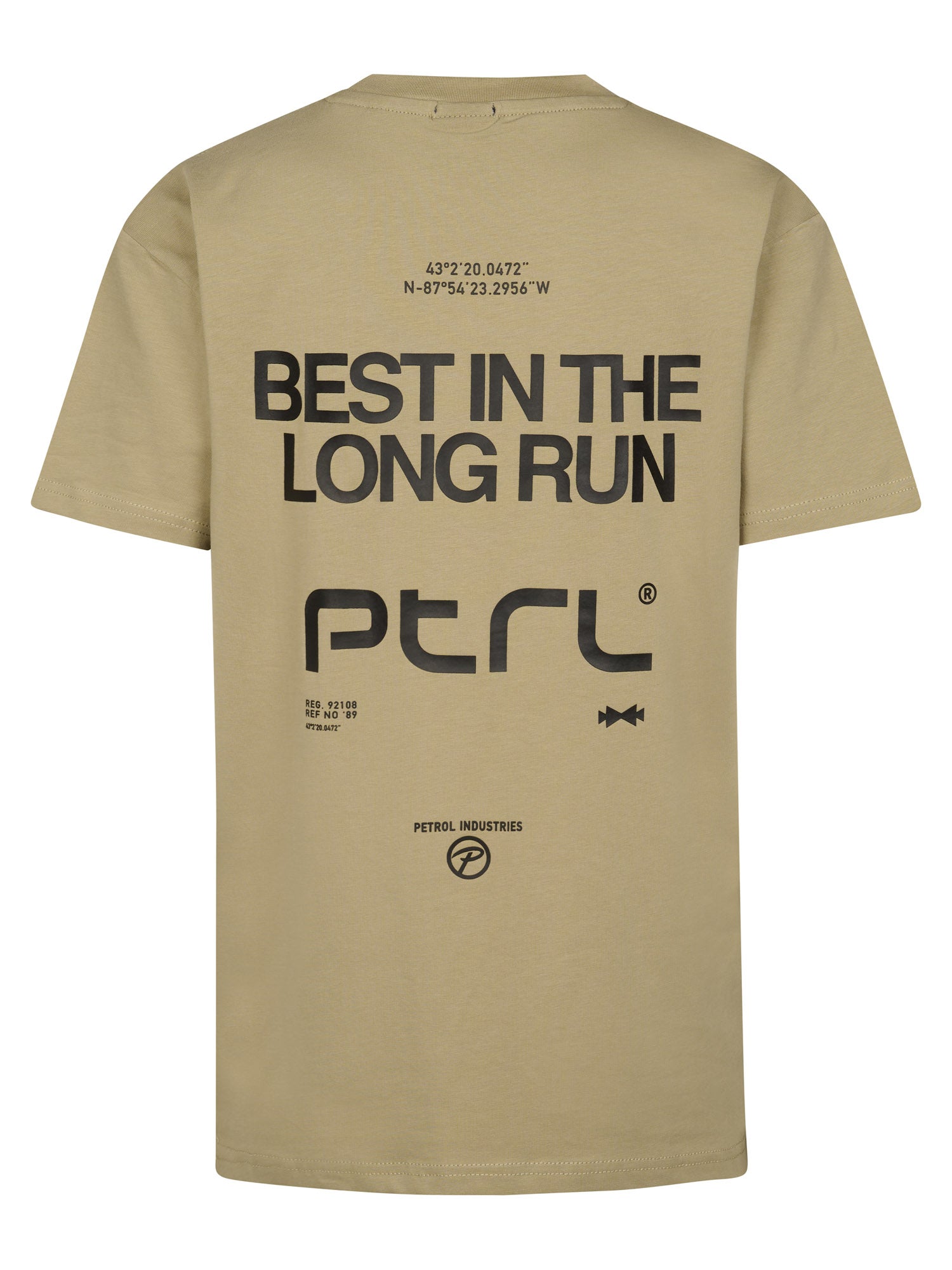 Jongens T-Shirt SS Classic Print van Petrol in de kleur Light Tan in maat 176.