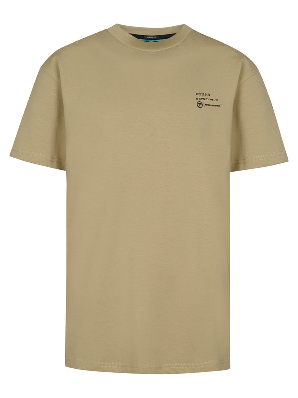 Jongens T-Shirt SS Classic Print van Petrol in de kleur Light Tan in maat 176.