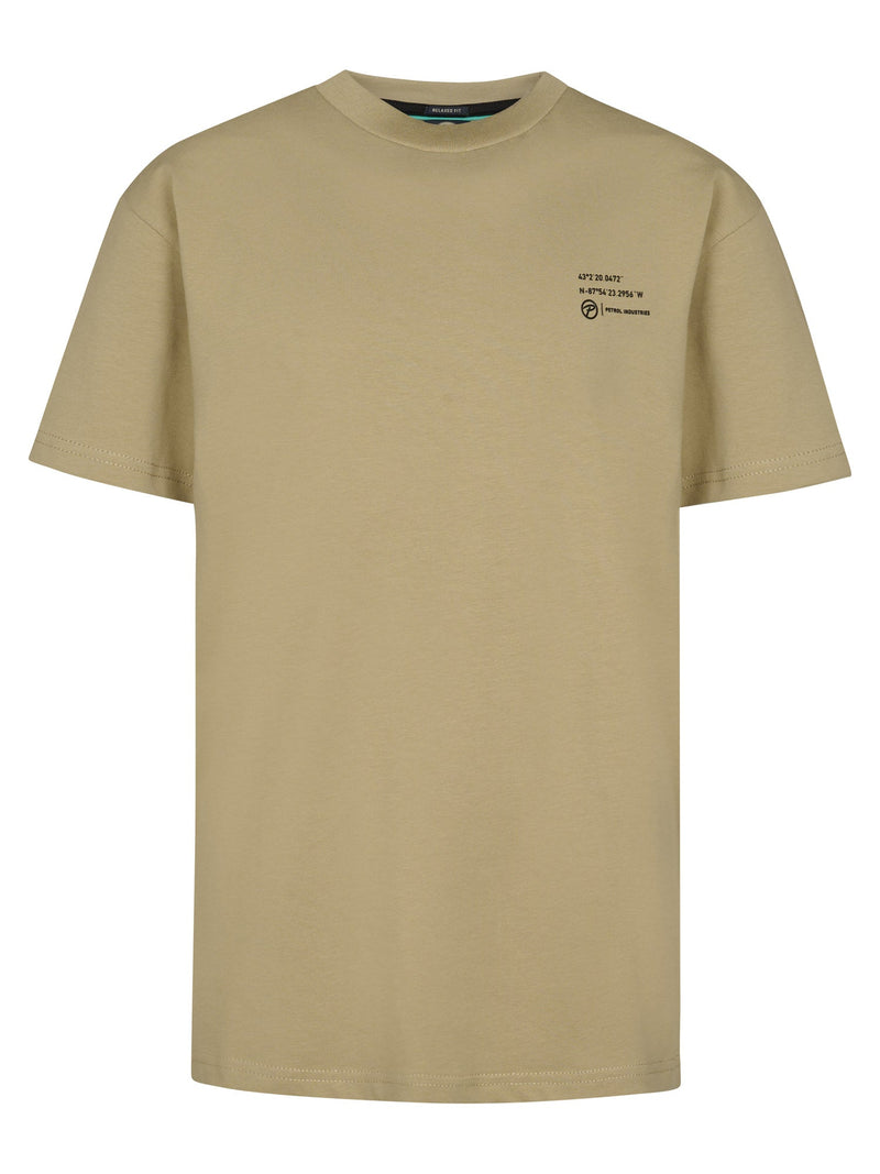 Jongens T-Shirt SS Classic Print van Petrol in de kleur Light Tan in maat 176.