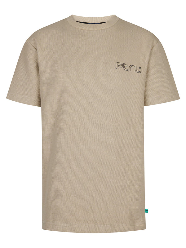 Jongens T-Shirt SS Classic Print van Petrol in de kleur Light Tan in maat 176.