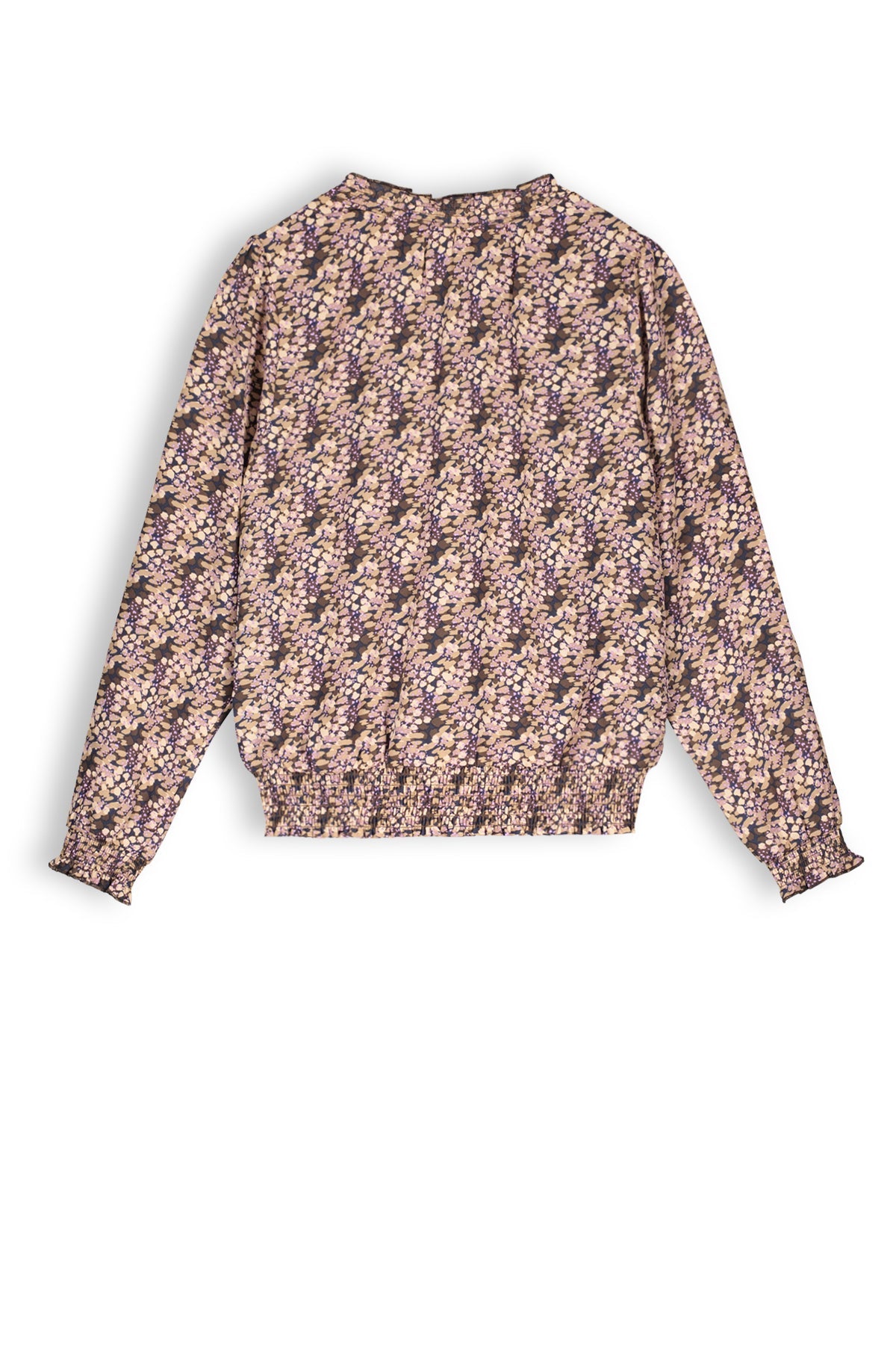 Meisjes Tommy girls printed blouse brown van NoBell in de kleur Dark Roast Brown in maat 170-176.