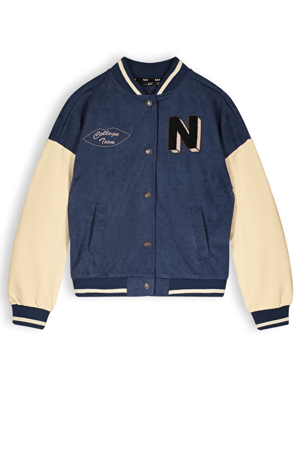Meisjes Barsy girls varsity jacket navy van NoBell in de kleur Navy Blazer in maat 158-164.