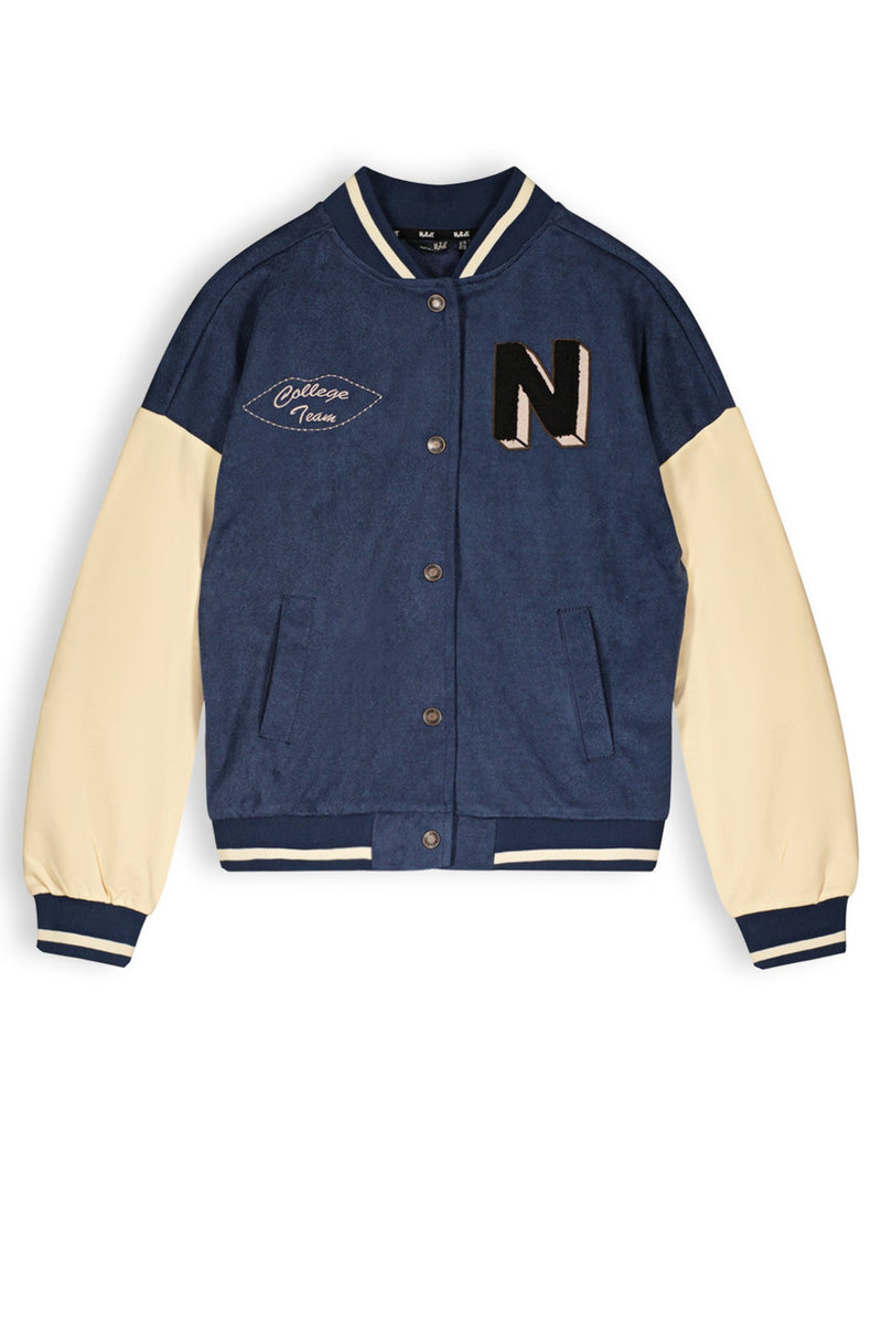 Meisjes Barsy girls varsity jacket navy van NoBell in de kleur Navy Blazer in maat 158-164.
