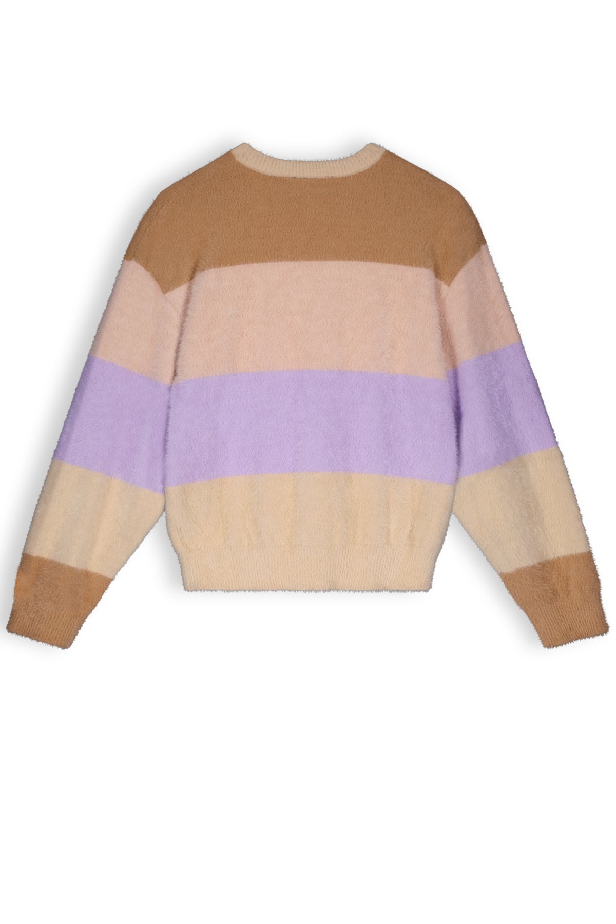 Meisjes Kes girls blocked striped knitted sweater lilac van NoBell in de kleur Lupine Lilac in maat 170-176.