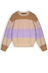Meisjes Kes girls blocked striped knitted sweater lilac van NoBell in de kleur Lupine Lilac in maat 170-176.