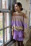 Meisjes Kes girls blocked striped knitted sweater lilac van NoBell in de kleur Lupine Lilac in maat 170-176.