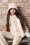 Meisjes Keddy teddy hooded zip up sweater van NoBell in de kleur Pearled Ivory in maat 170-176.