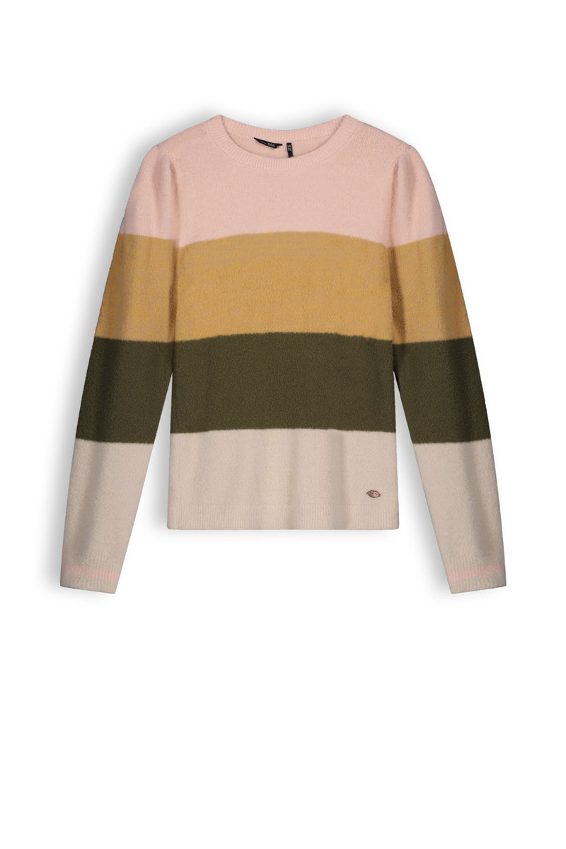 NoBell Kamilla girls blockstripe soft knitted sweater multicolor