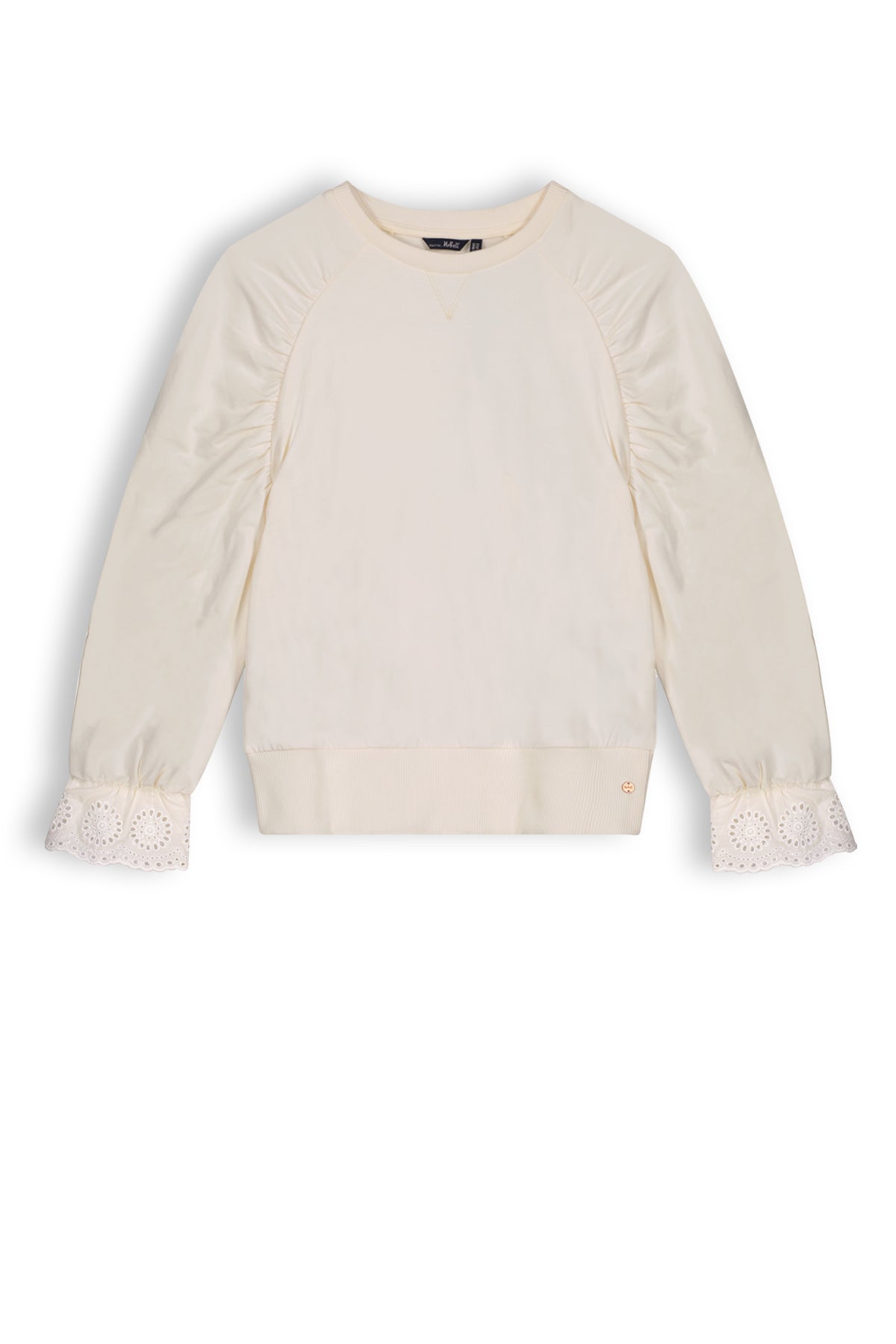 NoBell Kim girls sweater with gathered raglan sleeves ivory