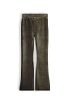 NoBell Sada girls velvet rib flared pants olive green