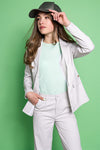 Meisjes Belia Girls Pinstripe Blazer Silver Grey van NoBell in de kleur Silver Gray in maat 170-176.