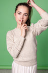 Meisjes Kamile Girls Knitted Soft Sweater van NoBell in de kleur Champagne in maat 170-176.