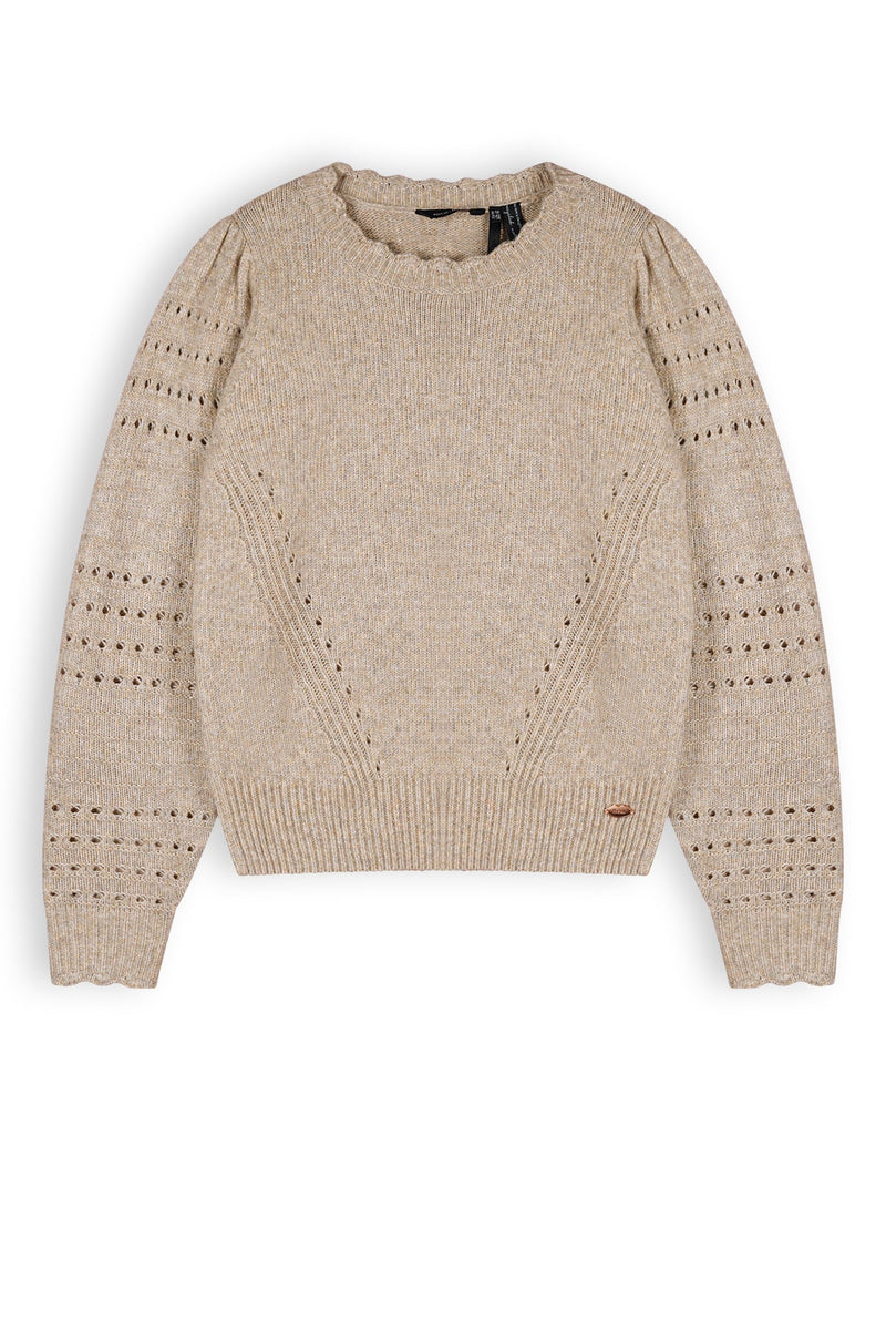 Meisjes Kamile Girls Knitted Soft Sweater van NoBell in de kleur Champagne in maat 170-176.