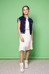 Meisjes Bar Girls Sleeveless Varsity Jacket Navy van NoBell in de kleur Navy Blazer in maat 170-176.