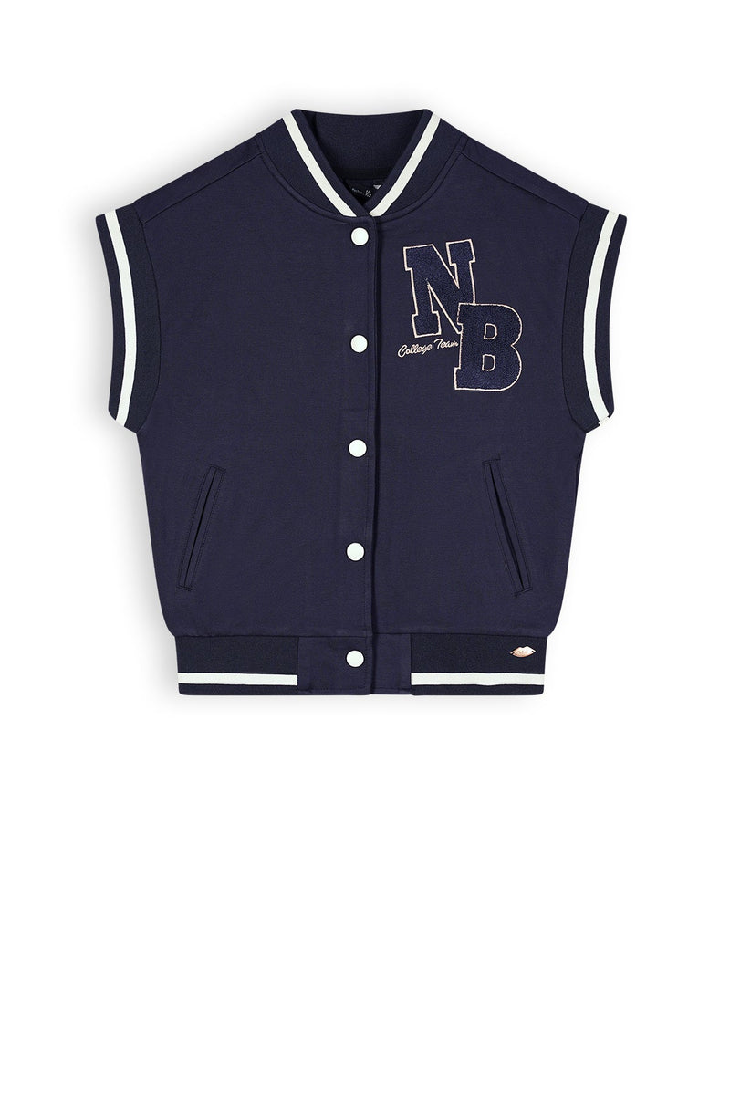 Meisjes Bar Girls Sleeveless Varsity Jacket Navy van NoBell in de kleur Navy Blazer in maat 170-176.