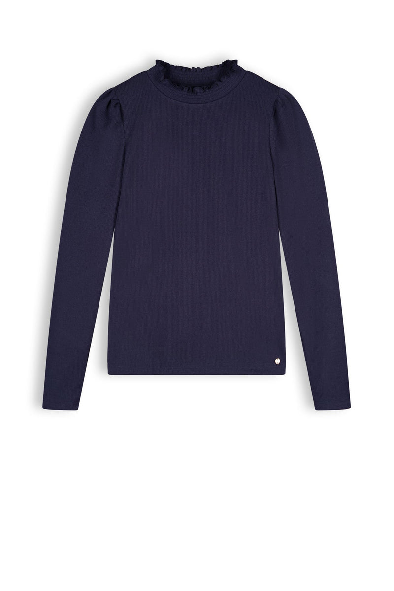 Meisjes Kobus Girls Rib Jersey Tshirt Navy van NoBell in de kleur Navy Blazer in maat 170-176.