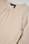 Meisjes Kiva Girls Rib Tshirt With Contrast Woven Sleeves van NoBell in de kleur Champagne in maat 170-176.