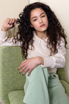 Meisjes Kiva Girls Rib Tshirt With Contrast Woven Sleeves van NoBell in de kleur Champagne in maat 170-176.
