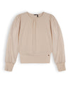 Meisjes Kiva Girls Rib Tshirt With Contrast Woven Sleeves van NoBell in de kleur Champagne in maat 170-176.