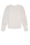 Meisjes Kiva Girls Rib Tshirt With Contrast Woven Sleeves van NoBell in de kleur Snow White in maat 170-176.