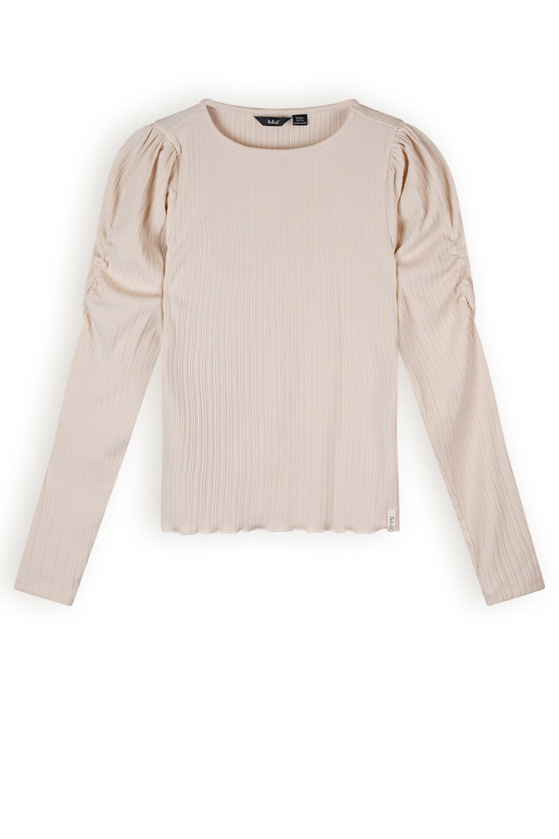 NoBell Kiss Fine Rib tshirt with gathered sleeves