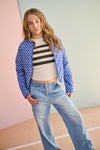 Meisjes Dimo Button Up Ibiza AOP Jacket van NoBell in de kleur Nautical Blue in maat 170-176.