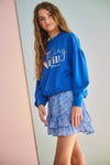 Meisjes Kim Sweater with big artwork van NoBell in de kleur Nautical Blue in maat 170-176.