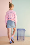 Meisjes Kim Sweater with big artwork van NoBell in de kleur Sweet 16 in maat 158-164.