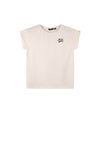 Meisjes Kase T-shirt with big print at back van NoBell in de kleur Pearled Ivory in maat 170-176.