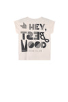 Meisjes Kase T-shirt with big print at back van NoBell in de kleur Pearled Ivory in maat 170-176.