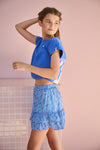 Meisjes Kase T-shirt with big print at back van NoBell in de kleur Nautical Blue in maat 146-152.